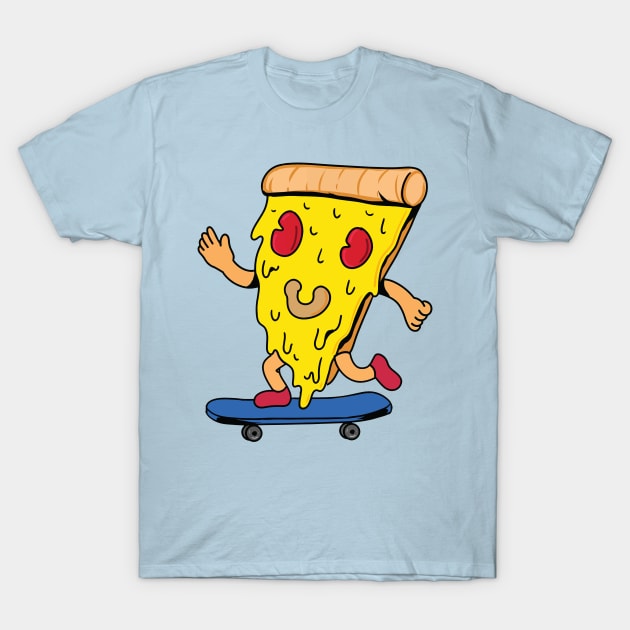 pizza riding skateboard T-Shirt by binding classroom